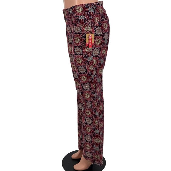 Vtg Y2K NWT Tommy Hilfiger Paisley Floral Wide Leg Corduroy Jeans | Boho Grunge - Picture 8 of 16
